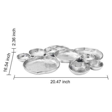 Cluster of 10 Round Serving Bowls Silver Clusters Decorative Tray
