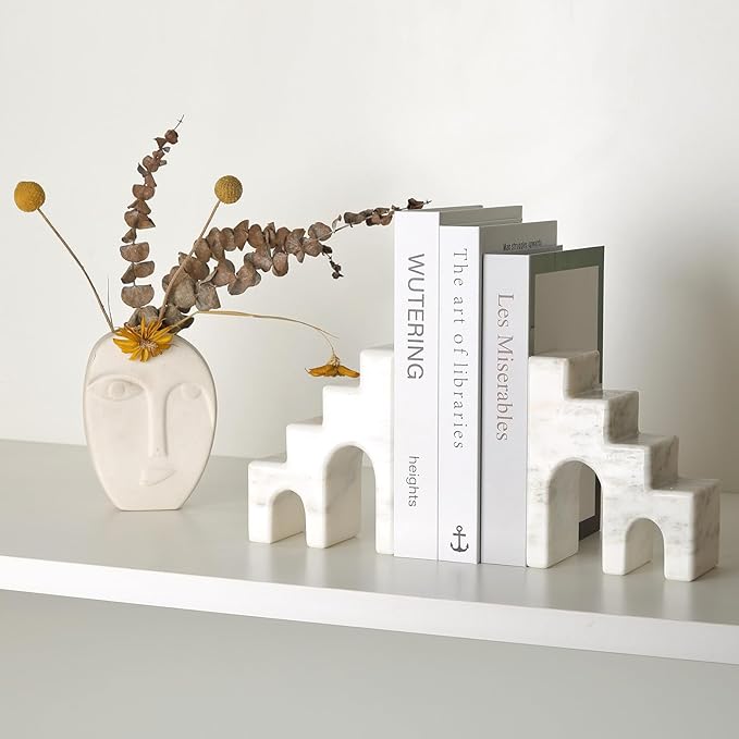 Oriental Calacatta Marble Trapezoid Bookends - OROA