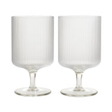 Khen Textured Clear Glass Ribbed Modern Elegant Wine Goblets | Set of 2
