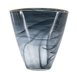 Smokey Black Glass Vase with Gold Rim