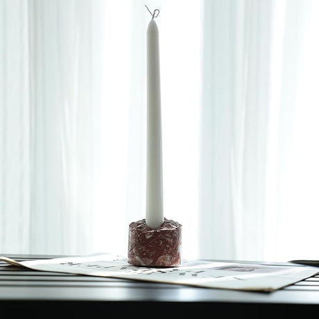 Rosso Red Marble Taper Candle Holder - OROA