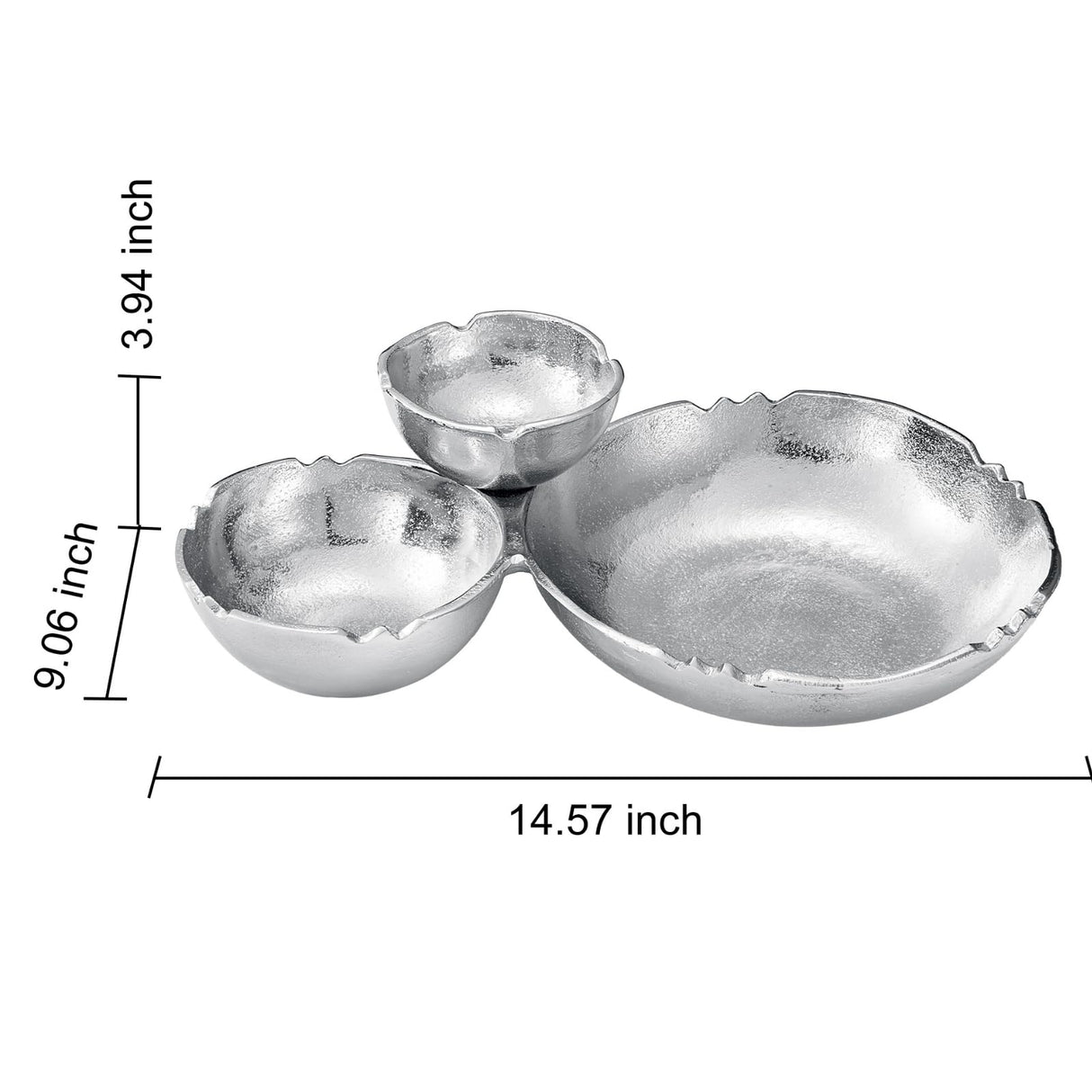 3 Cluster Decorative Bowls Bright Silver Snack Tray Bowl Chip