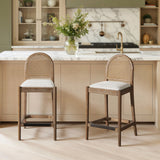 Curved Back Cane Rattan Counter Stools (2) | Maison Naturelle