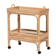 Modern Bohemian Natural Brown Rattan Wine Cart - OROA Online Furniture