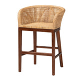 Rattan and Acacia Wood Counter Stool – OROA, view 1