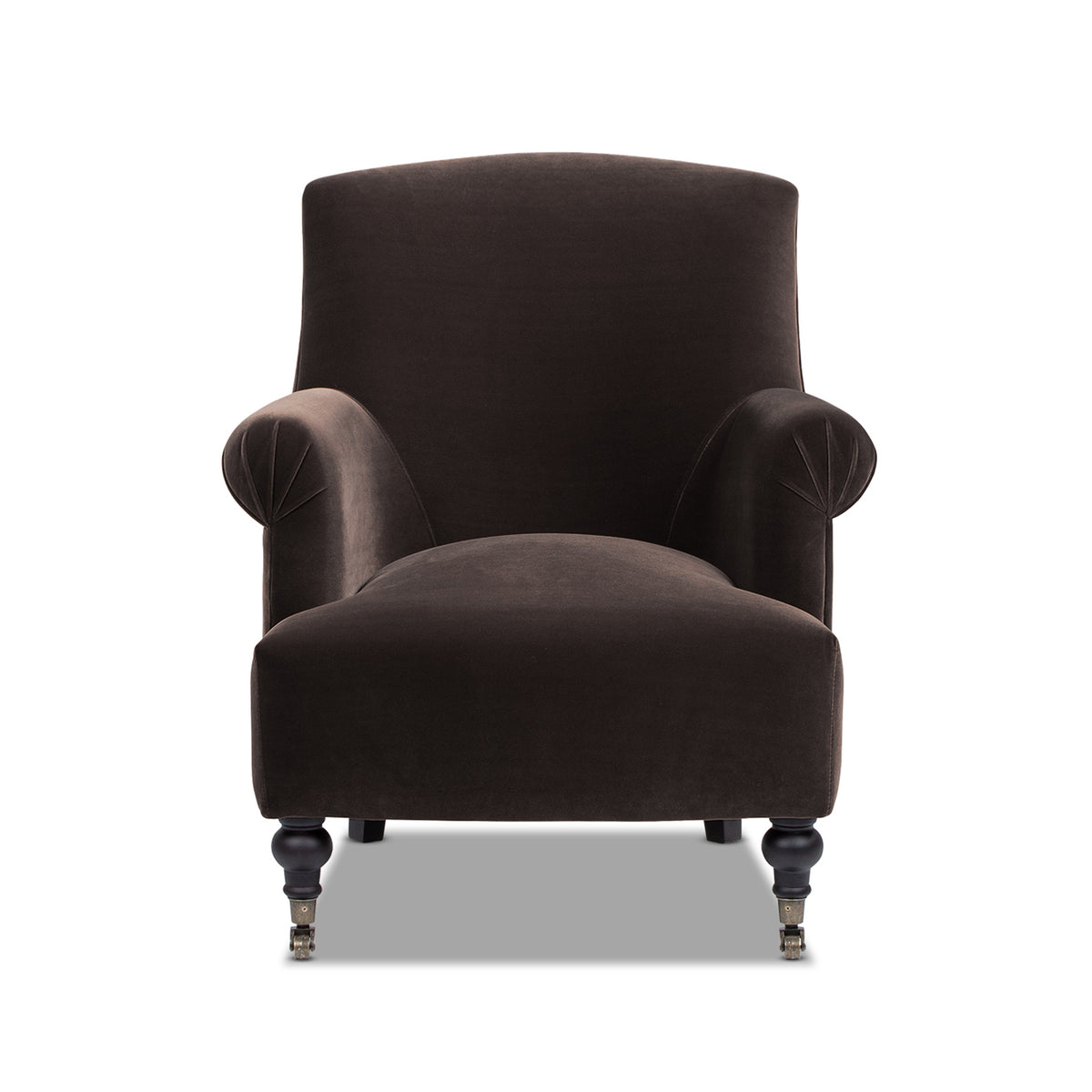 Eloise Pleated Sock Arm Accent Armchair, Deep Brown Performance Velvet - OROA Online Furniture