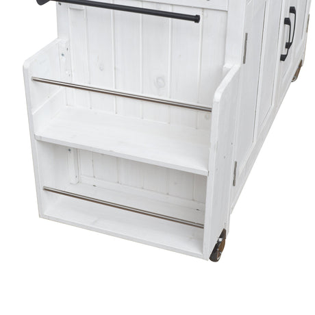 Foldable Outdoor Kitchen Island Patio Cart - White