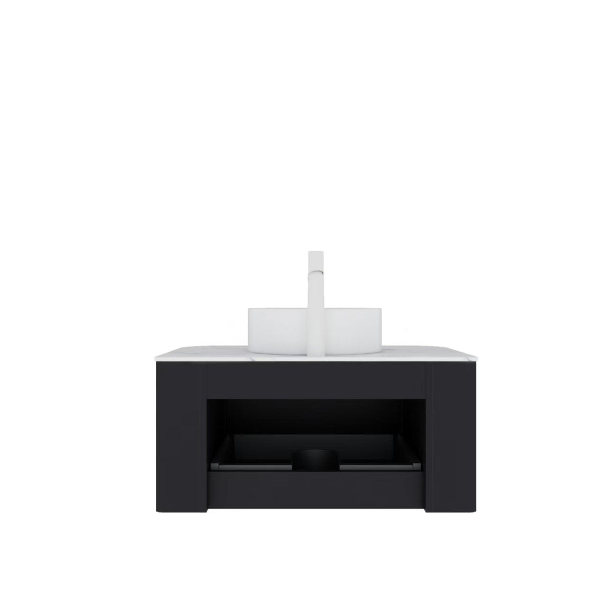 Ceramic Bathroom Vanity & Sink with Floating Curved Edges - OROA