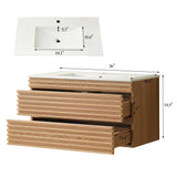 Wall Mounted Floating Single Vanity Cabinet with Ceramic Top - OROA