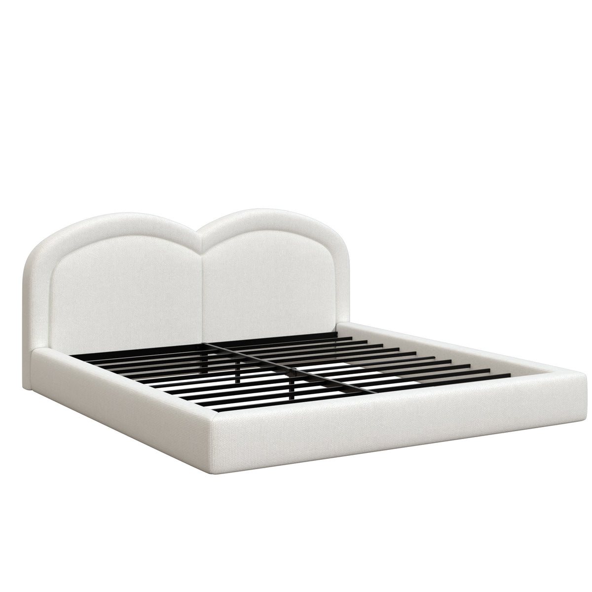 Cream Double Arch Upholstered King Bed – OROA, view 3