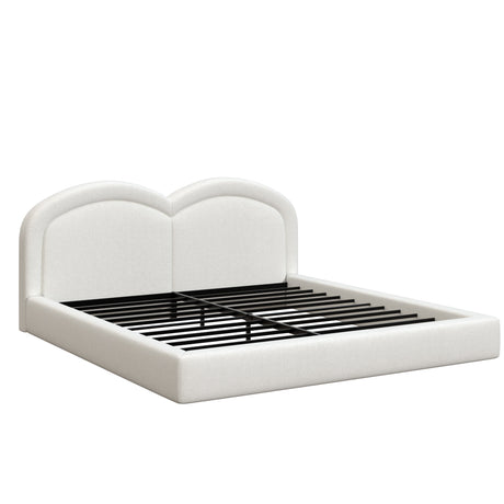 Cream Double Arch Upholstered King Bed – OROA, view 3