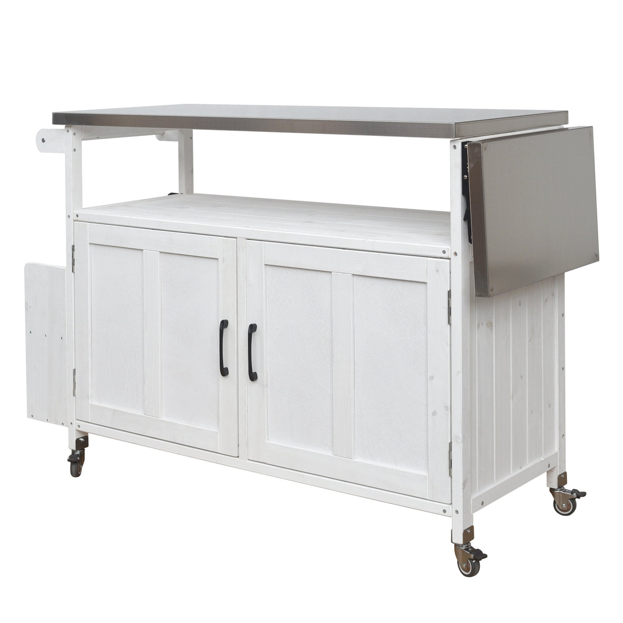 Foldable Outdoor Kitchen Island Patio Cart - White