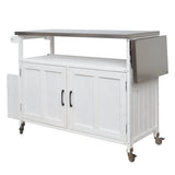 Foldable Outdoor Kitchen Island Patio Cart - White