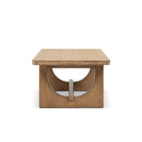 Turnkey Coffee Table with Trestle Base, Antique Natural Brown Reclaimed Pine - OROA Modern Furniture