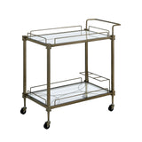 Antique Mirrored Brass Serving Cart - OROA