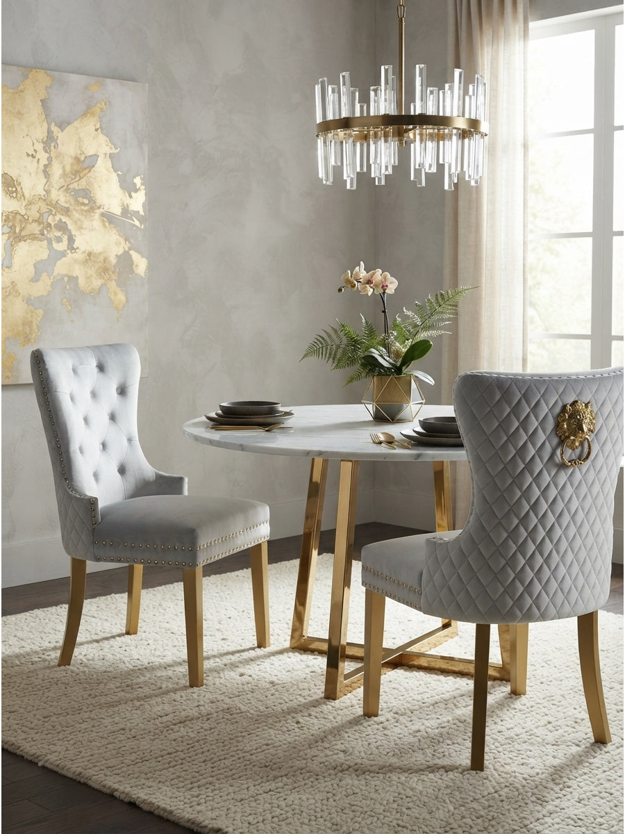 Modern European furniture - Simba Velvet Upholstered Dinning Chairs (2) - www.oroa.com