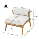 Teak Outdoor Patio Iron Club Chair (S/2) - Off White -Fioraa