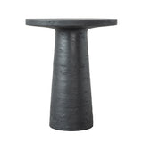 Textured Black Round Pedestal Side Table – OROA, view 1