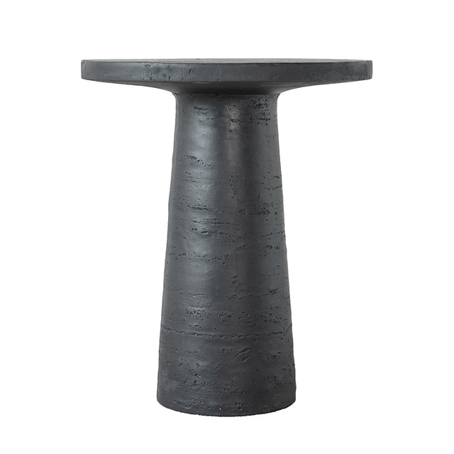 Textured Black Round Pedestal Side Table – OROA, view 1