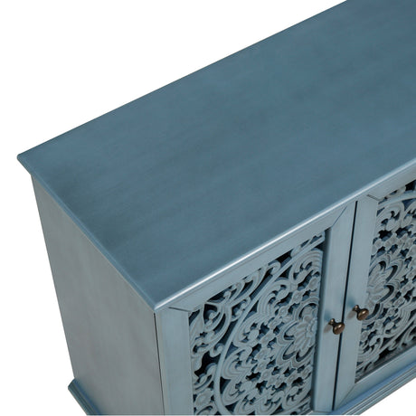 Antique Buffet Cabinet with Floral Carvings - OROA
