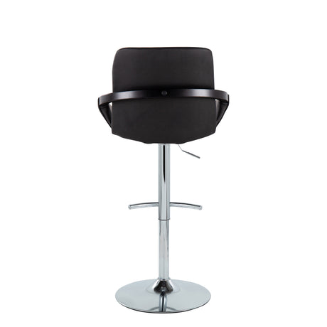 Black Faux Leather Adjustable Swivel Barstools — rear view