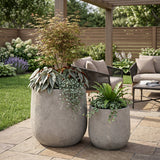 Round Concrete Planter (S/2) - Antique Grey