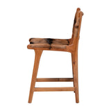 Goat Leather and Teak Counter Stool – OROA, view 3