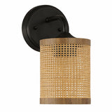Black Rattan Wall Sconce Wicker - OROA