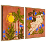 Sylvie Leopard inn Moroccan Forest Framed Canvas Art Set by Nikita Jariwala
