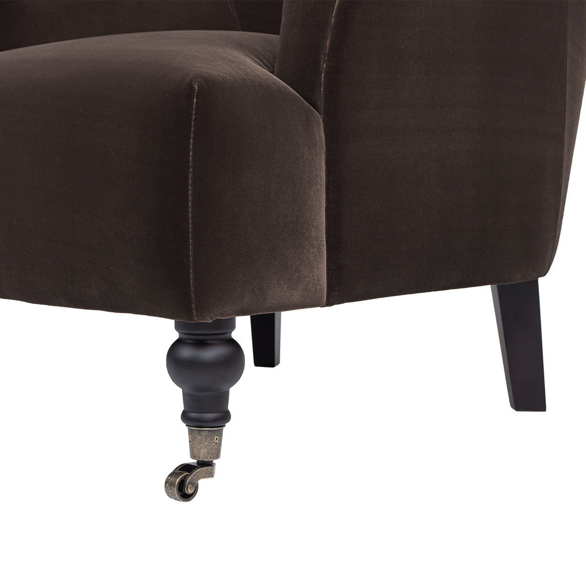 Eloise Pleated Sock Arm Accent Armchair, Deep Brown Performance Velvet - OROA Online Furniture