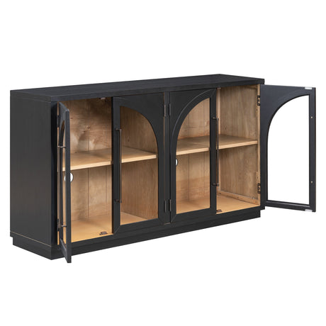 Black Vintage Arched Storage Buffet Cabinet - OROA