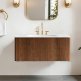 Striped Walnut Bathroom Vanity - OROA