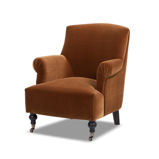 Eloise Pleated Sock Arm Accent Armchair, Burnt Orange Performance Velvet - OROA Modern Furniture