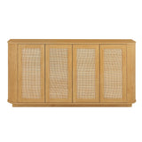 Contemporary Wave Shaped TV Stand With Rattan Doors - OROA