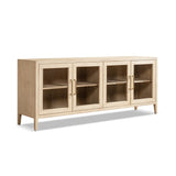 Marlowe Glass Door Sideboard with Brass Handles, Brushed White Reclaimed Pine - OROA Online Furniture