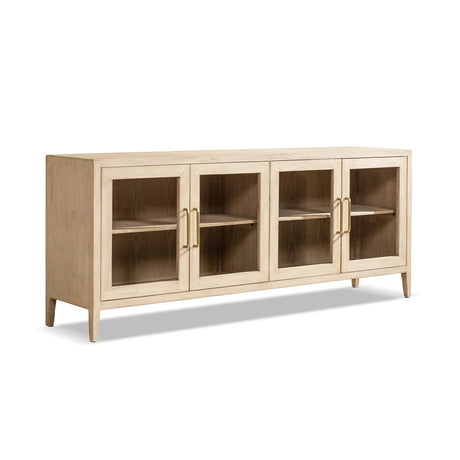 Marlowe Glass Door Sideboard with Brass Handles, Brushed White Reclaimed Pine - OROA Online Furniture