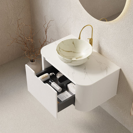 Modern Bathroom Vanity & Sink with Floating Curved Edges - OROA