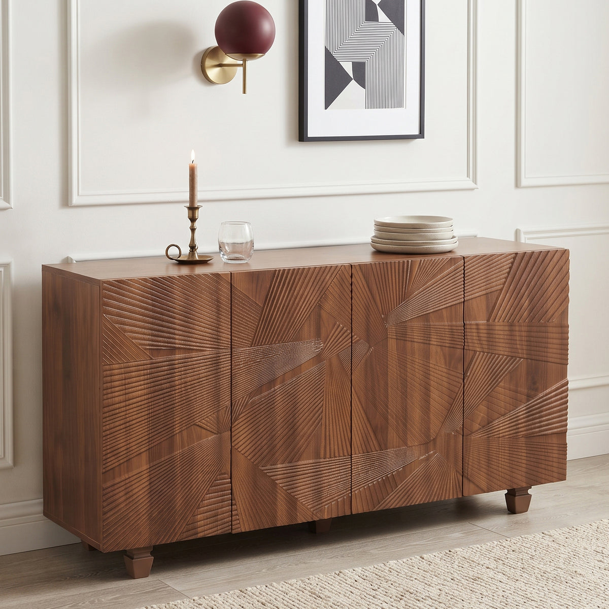 Brown Woven Pattern Sideboard 59 Inch – OROA, view 5