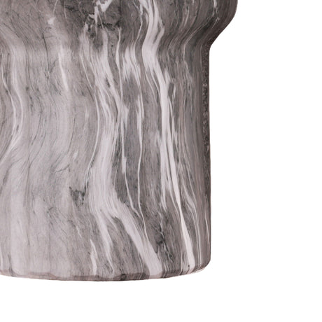 Round Geometric Outdoor/Indoor End Table - Marble