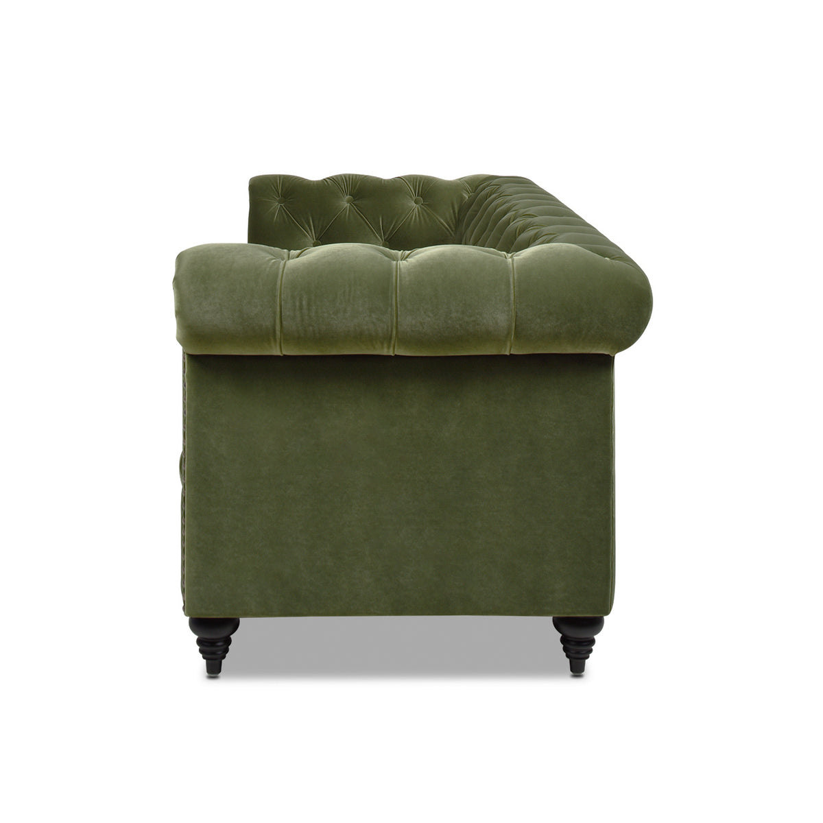 Green Velvet Sofa with Antique Brass Nailheads