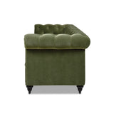 Green Velvet Sofa with Antique Brass Nailheads