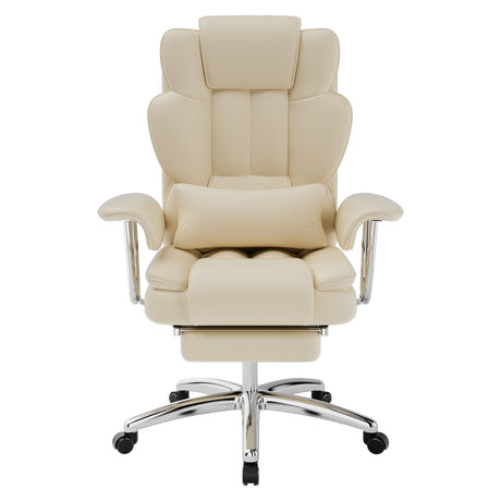 Beige Executive Leather Office Chair – OROA – front view