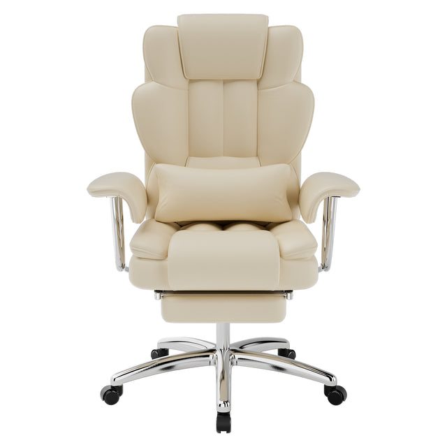 Beige Executive Leather Office Chair – OROA – front view