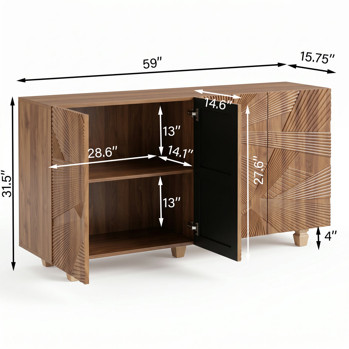 Brown Woven Pattern Sideboard 59 Inch – OROA, view 8