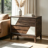Brown and Cream Geometric Nightstand – OROA, view 5