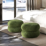 Nest - Round Upholstered Moss Green Ottoman - OROA