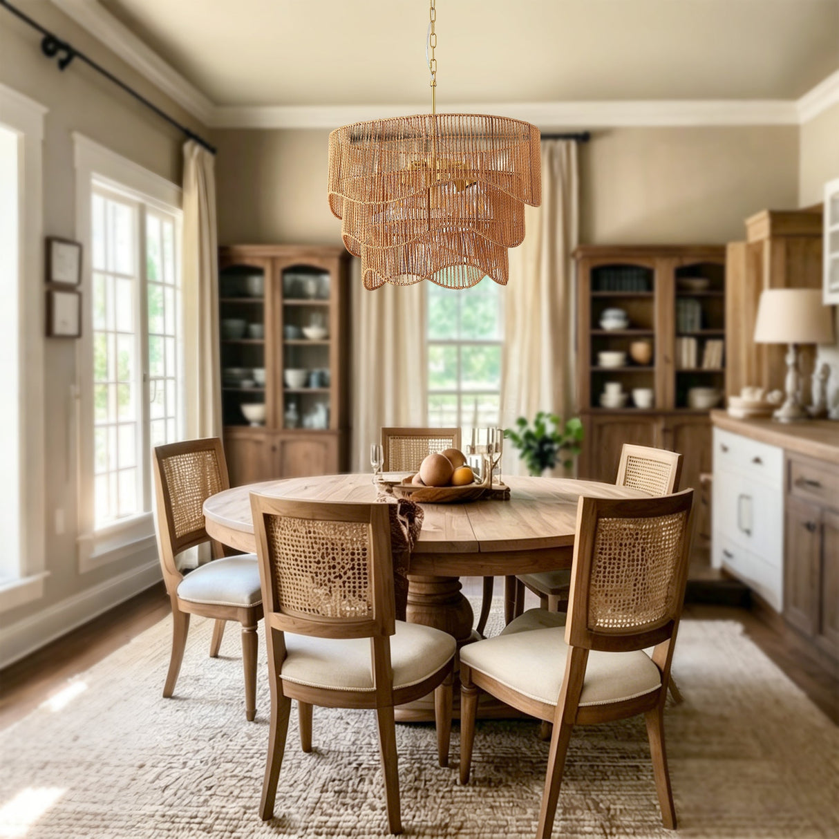 Handwoven Paper Rattan Boho Chandelier - OROA