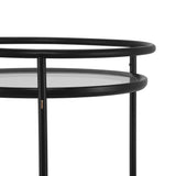Modern Round Bar Cart with Tempered Glass Shelves and Gold Accents - OROA Online Furniture