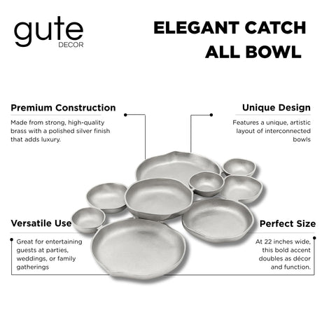 Cluster Decorative Bowls, Bright Silver Brass - Decoration