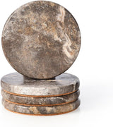 Gray Travertine Round Coasters - OROA